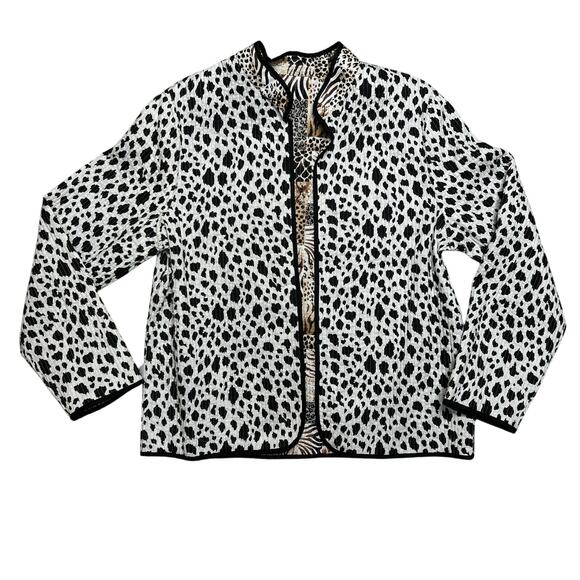 VTG Quilted Jacket Animal Print Reversible Size Small Lightweight Alfred Dunner - Picture 3 of 9